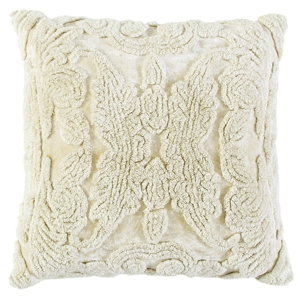 White Tufted Pattern Throw Pillow