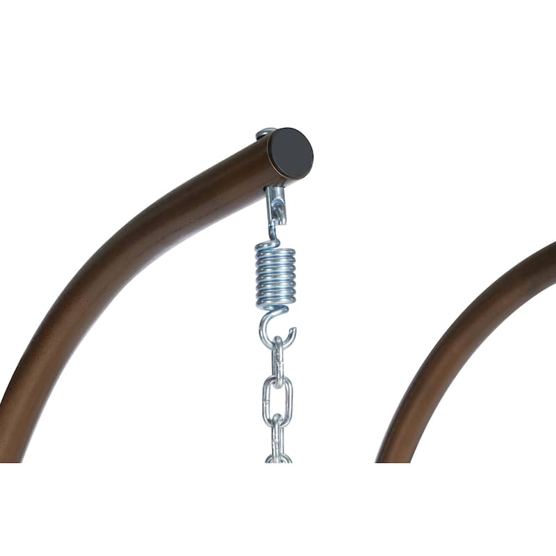 Double Rattan Egg Chair with Stand and UV-Resistant Cushions and Iron Frame - Outdoor Hanging Swing (600lb Capacity)