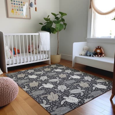 Premium Washable Super Soft Coastal Turtles Mayfield Rug