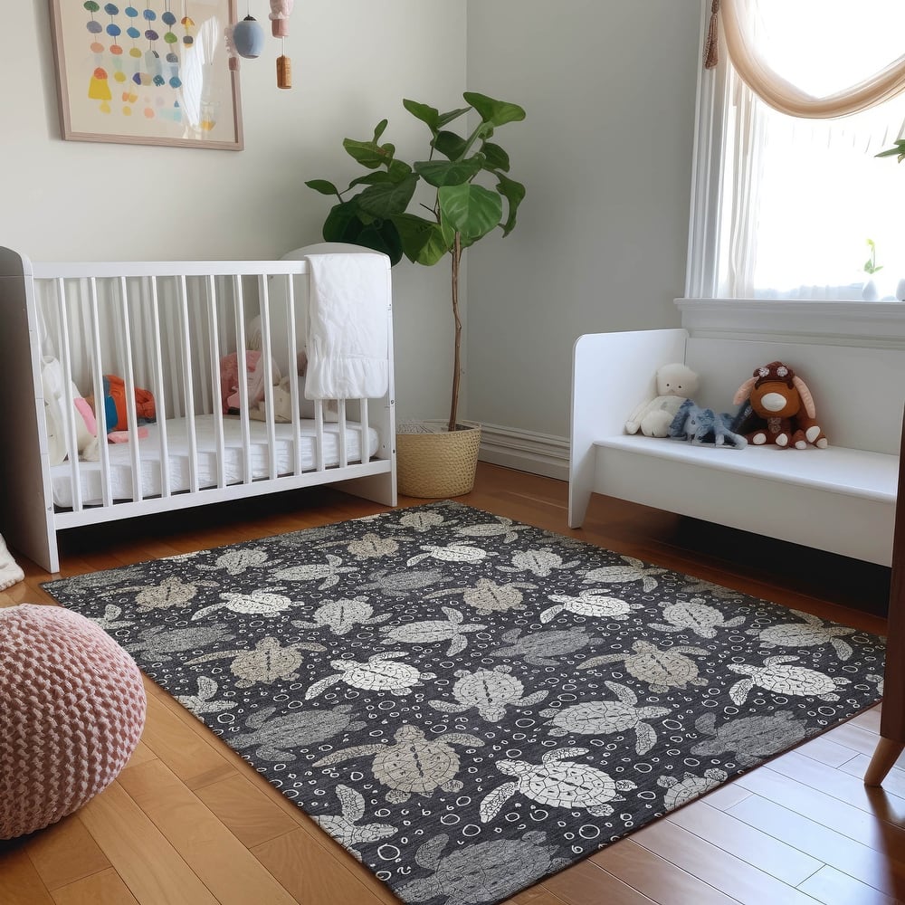 Premium Washable Super Soft Coastal Turtles Mayfield Rug