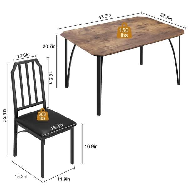 Kitchen Dining Table Set Chamfer Design with Cushion Seats - Bed Bath ...