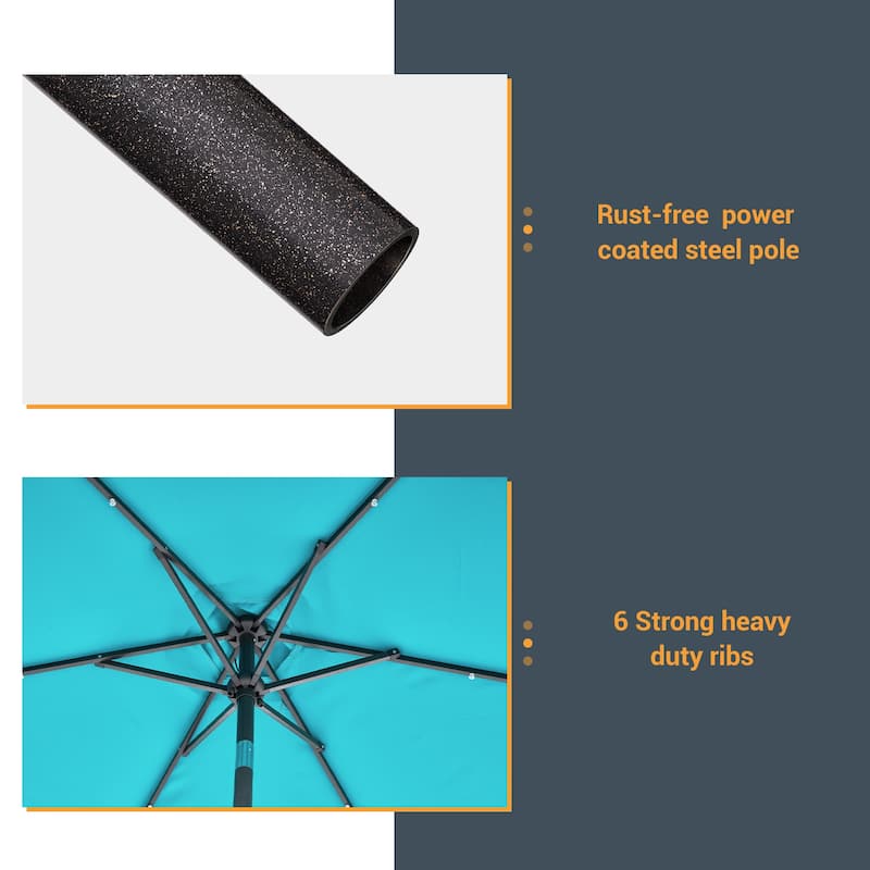 LIVOOSUN Patio 7.5 FT LED Market Umbrella,Table Umbrella w/Tilt Button