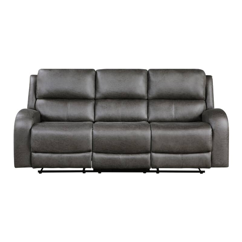 Patsy Manual Double Recliner Sofa, Gray Polished Microfiber 85 Inch