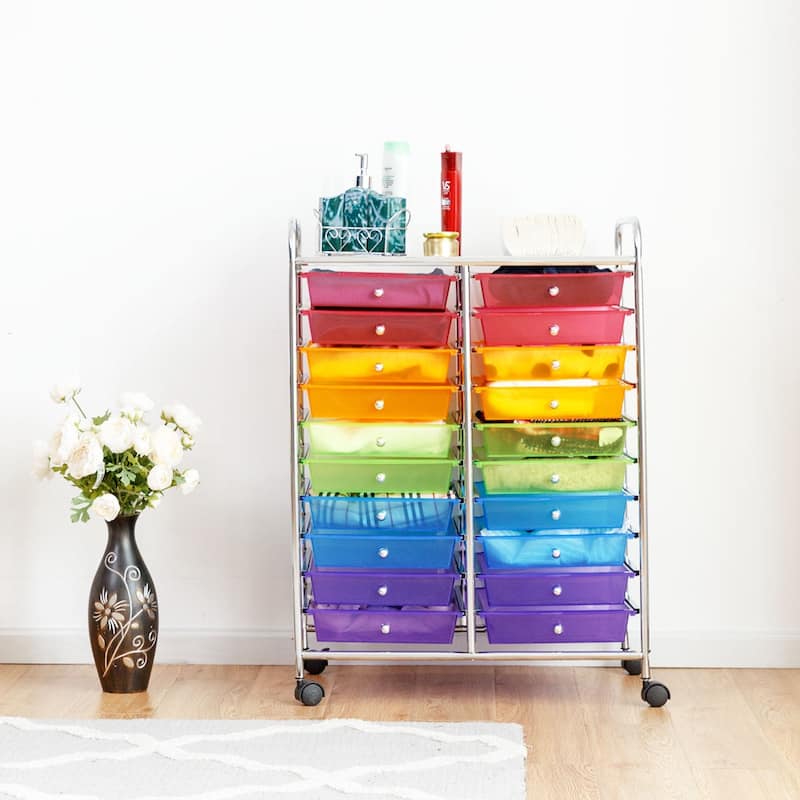 Gymax Office Rolling Cart 20 Storage Drawers Scrapbook Paper Studio