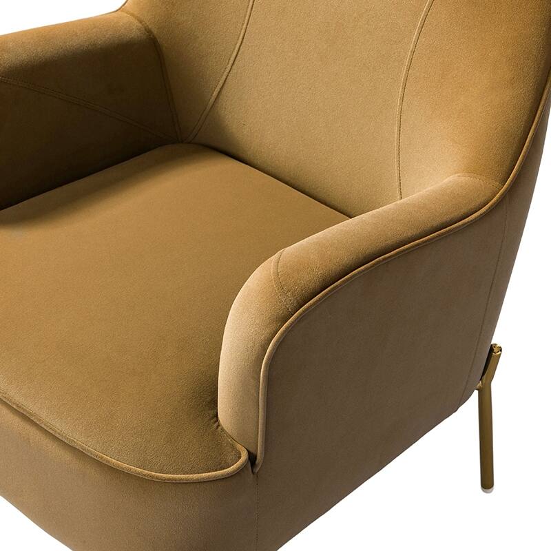 Marina Modern Velvet Accent Chair with Golden Legs Set of 2 by HULALA HOME