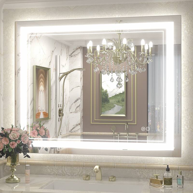 KIOTEE Frameless Front lit LED Lighted Anti-Fog Tempered Glass Bathroom Vanity Mirror with ETL and 3-Year Warranty - 40x30