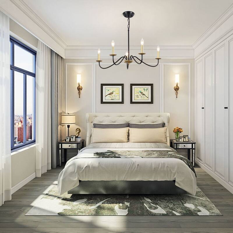 5-Light Rustic Farmhouse Candle Chandelier for Bedroom, Kitchen, Living Room and Foyer