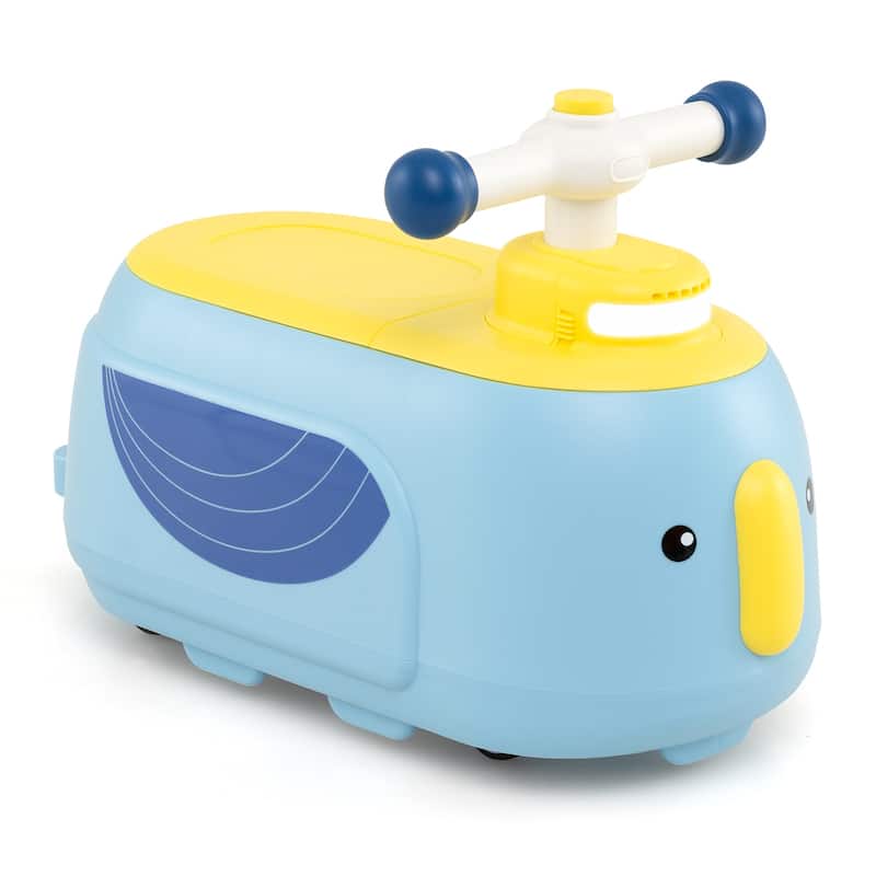 Toddler Ride On Car with Trailer 2-in-1 Foot-to-Floor Sliding Toy with Lights and Music - 28" × 9.5" × 12"