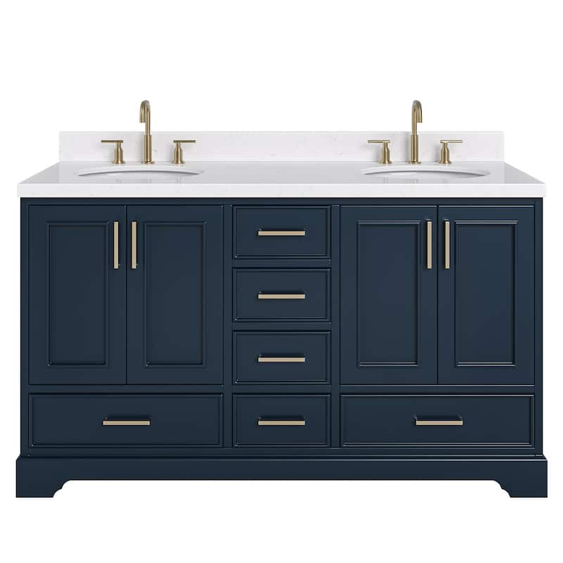 Ariel M060DCQOVO Stafford 60" Free Standing Double Basin Vanity Set - Midnight Blue