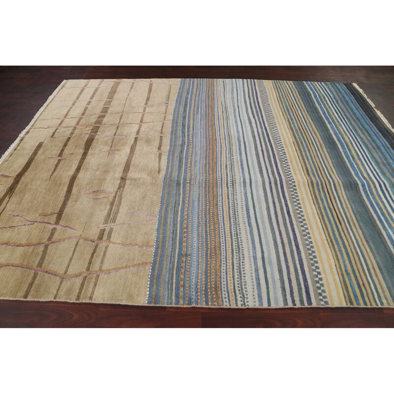 Contemporary Abstract Oriental Dining Room Area Rug Wool Handknotted
