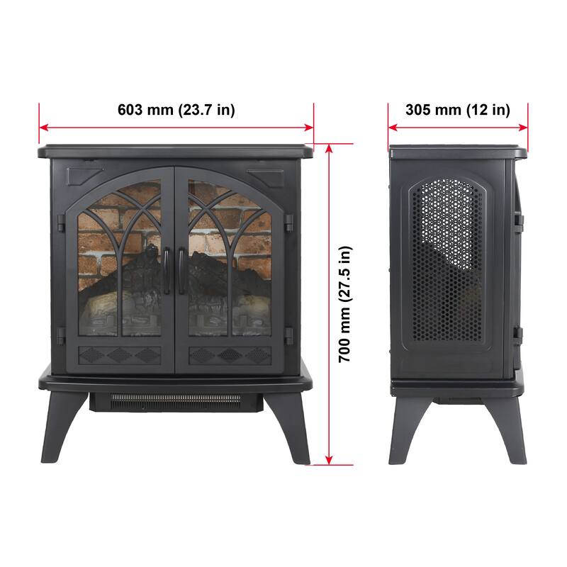 Infrared Quartz Fireplace with 3D Flame Effect, 24 Inch, Remote Control - Stylish Heating Solution