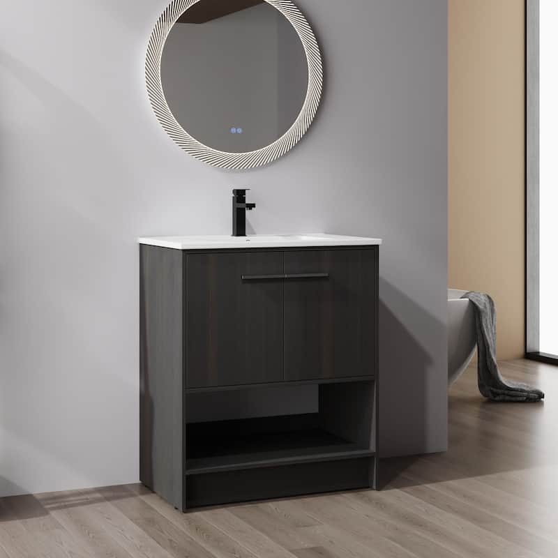 ARTCHIRLY 30/36 Inch Bathroom Vanity with Sink, Freestanding Bathroom Vanity with Soft Close Doors and Shelf