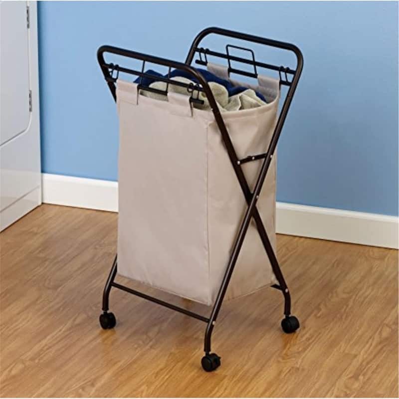 Rolling Laundry Hamper with HeavyDuty Canvas Bag - 19.25"L x 17.25"W x 33"H
