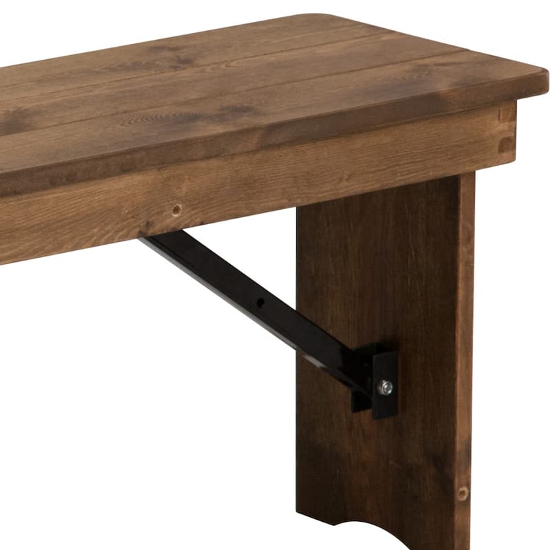 40" x 12" Antique Rustic Solid Pine Folding Farm Bench