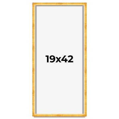 19x42 Shadow Box Frame Gold | 1.625 Inches Deep Real Wood Traditional
