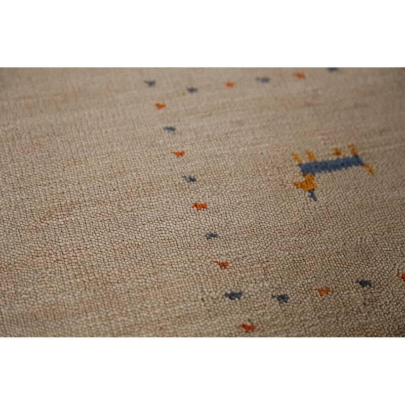 Light Brown Gabbeh Indian Area Rug Handmade Wool Carpet - 7'10" x 9'9"