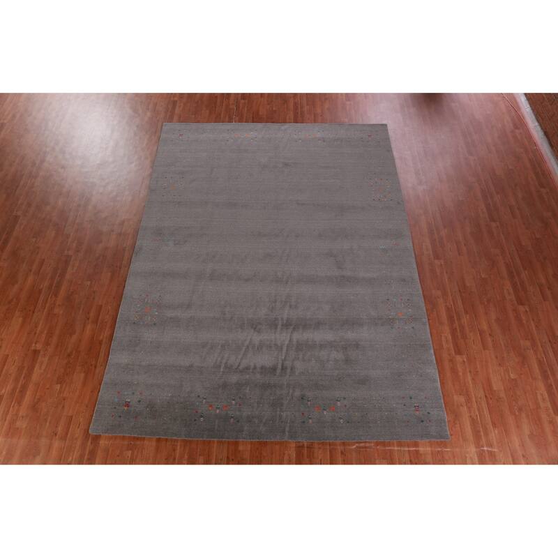 Hand Knotted Oriental 100% Wool Carpet Tribal Tribal Greys & Charcoal Gabbeh Area Rug - 12' 3'' X 8' 10''
