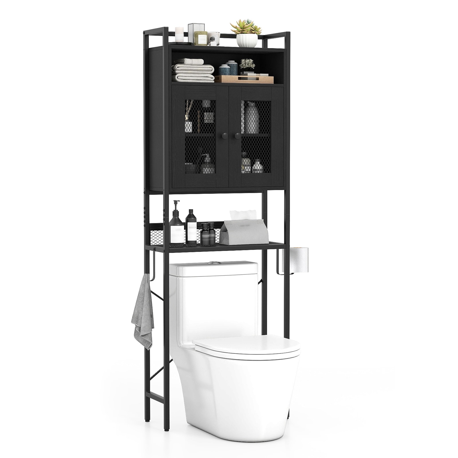 Gymax Over The Toilet Cabinet Bathroom Toilet Storage Organizer w/