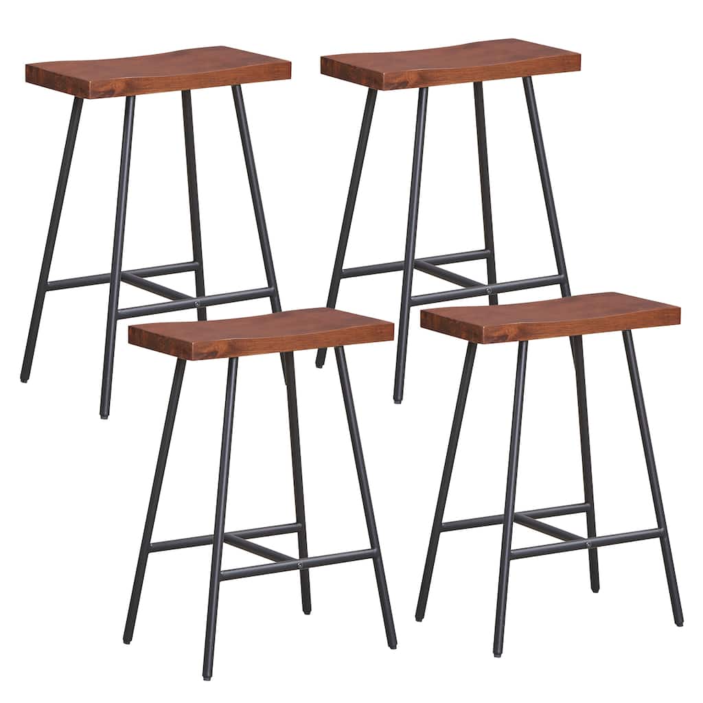 Gymax Saddle-Seat Bar Stool 4 Set Counter Height Bar Stools w/ Curved