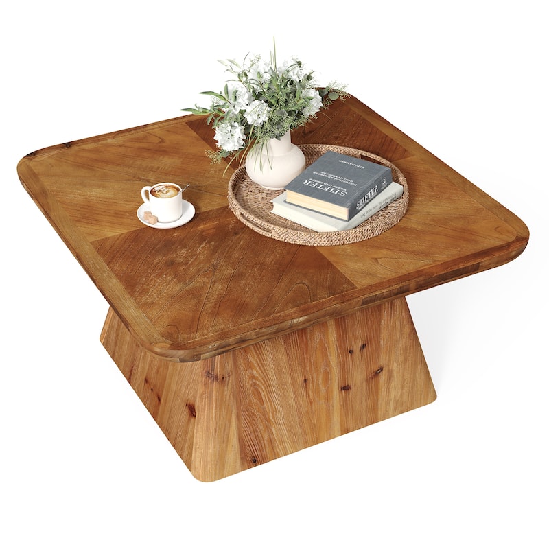 Solid Wood Square Coffee Table, Living Room Center Cocktail Accent Table