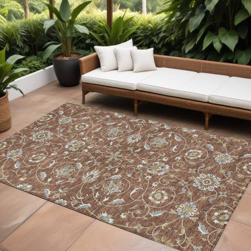 HomeRoots Moroccan Transitional Rectangle Outdoor Rug - 9' X 12'