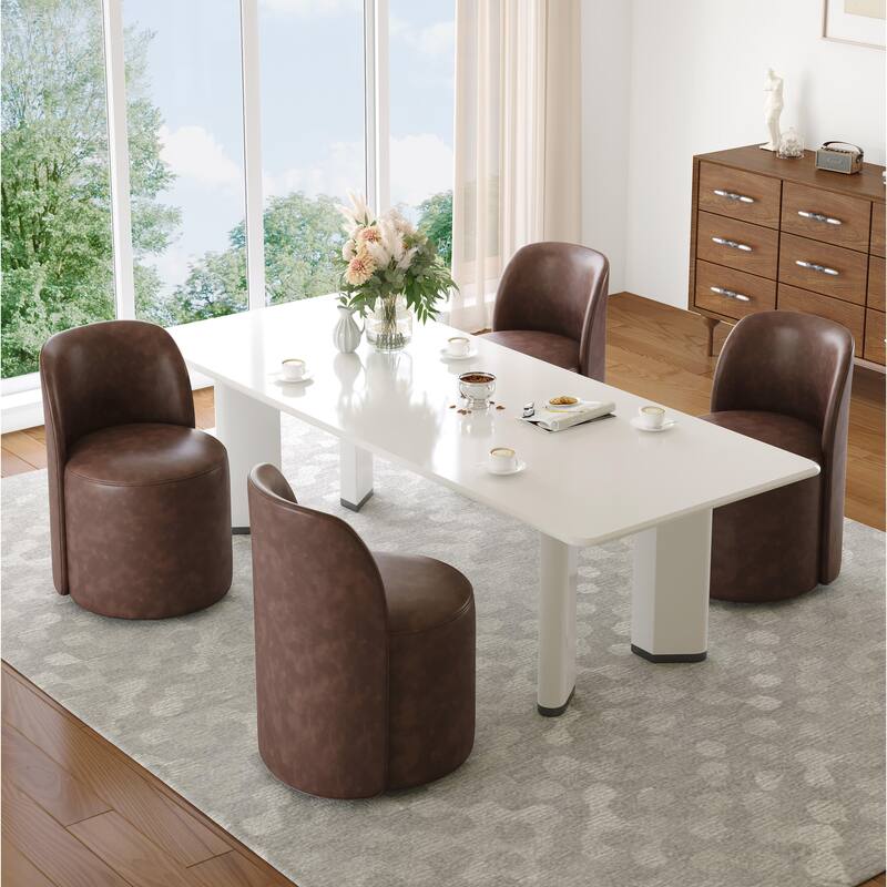 Modern Linen Upholstery Dining Chair Barrel Chair