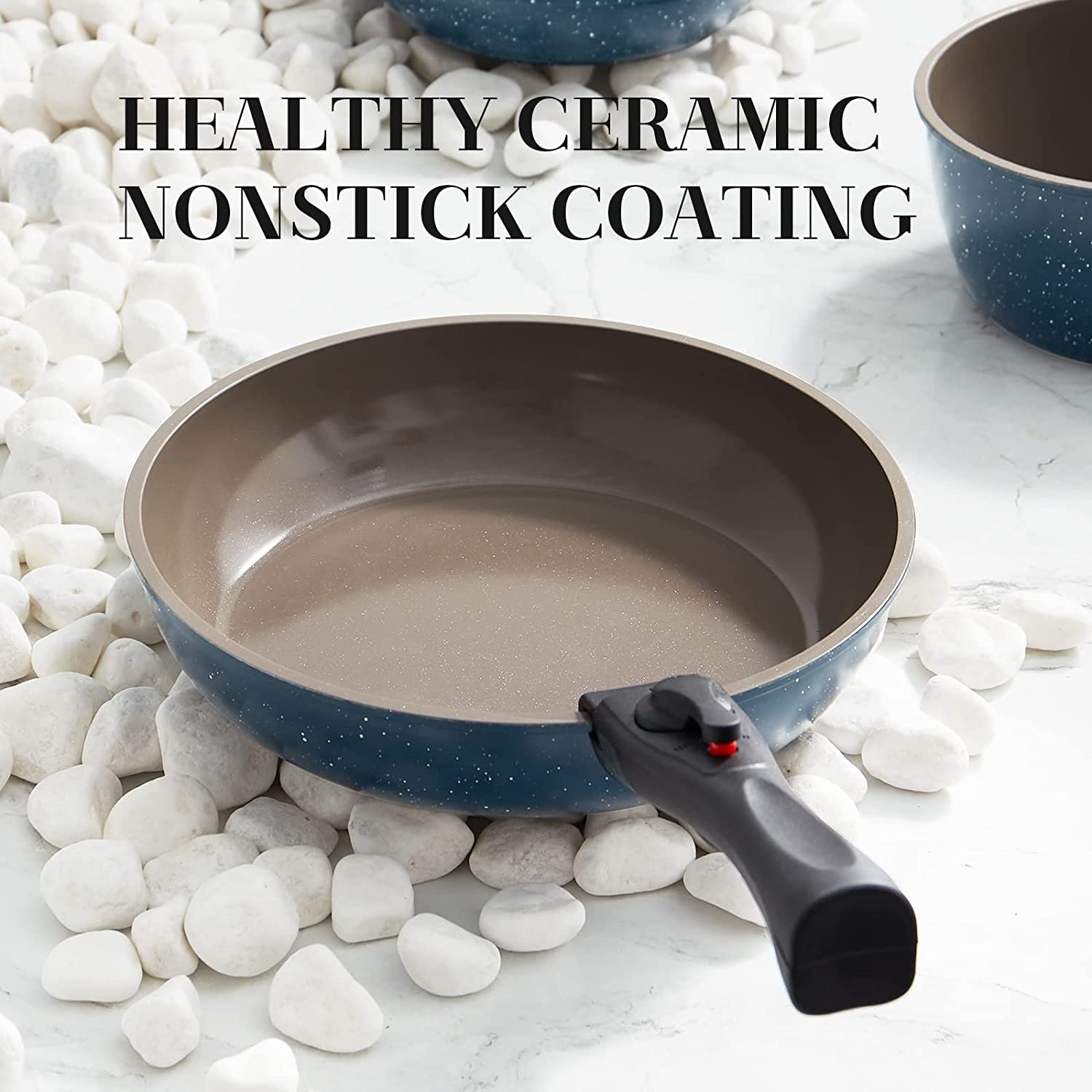 ROCKURWOK Pots and Pans with Removable Handle, Cookware Set with Ceramic  Nonstick Coating, Suitble for Camping RV, Dishwasher Safe Ovens Safe  PF 調理器具