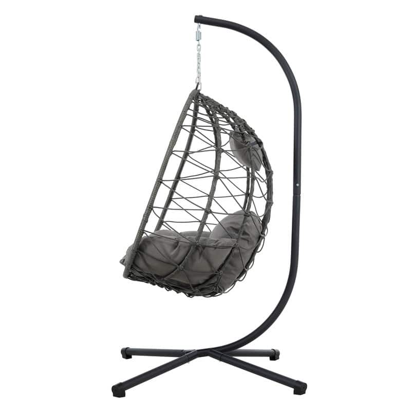 Hanging Egg Chair with Stand - Rattan Swing for Patio & Home