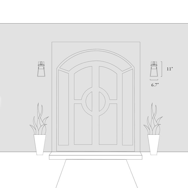 Modern Farmhouse 1-Light Black Outdoor Wall Sconce Water Ripple Glass Patio Lights - W 6.7" x H 11" x D 7.1"