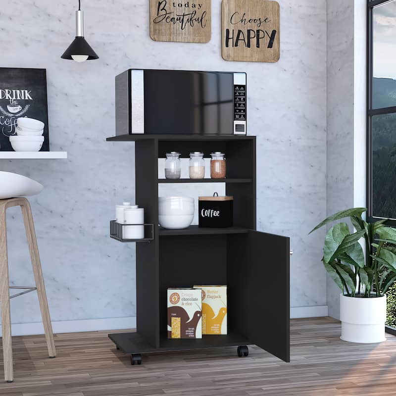 Kitchen Cart Kryot, Single Door Cabinet, Four Casters