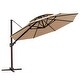 preview thumbnail 7 of 35, Luxury Patio Cantilever Umbrella with Round Double Top Tan