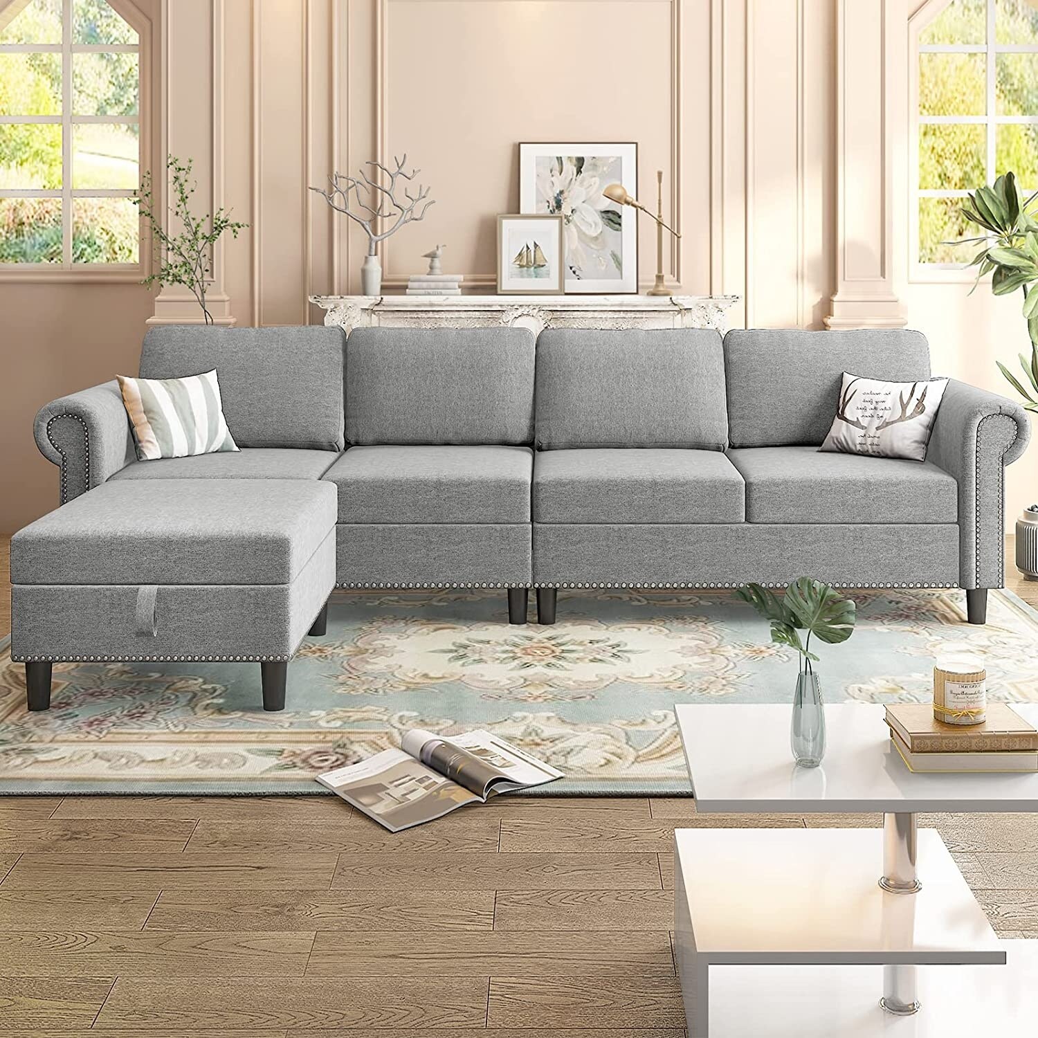 Marcus reversible storage corner discount chaise sofa bed