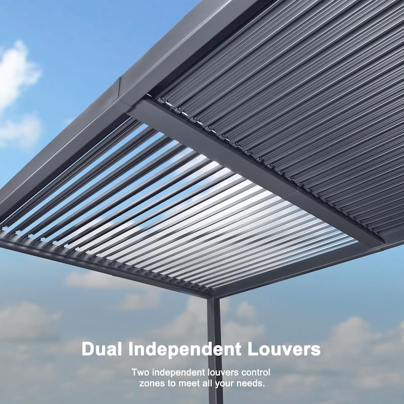PURPLE LEAF Outdoor Louvered Pergola with Adjustable Metal Roof for Patio Pergola
