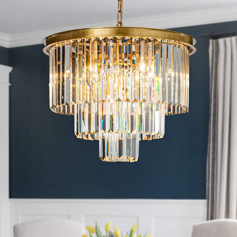 Glam Dual-Use Crystal Chandelier 10-Light Contemporary Ceiling Fixture for Versatile Interior Lighting - W20''