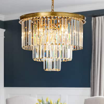 Glam Dual-Use Crystal Chandelier 10-Light Contemporary Ceiling Fixture for Versatile Interior Lighting - W20''