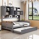 preview thumbnail 3 of 12, Full Wooden Daybed With Size Trundle and All-in-One Cabinet, Grey