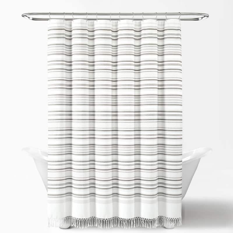 Lush Decor Urban Woven Yarn Dyed Eco-Friendly Recycled Cotton Shower Curtain Single