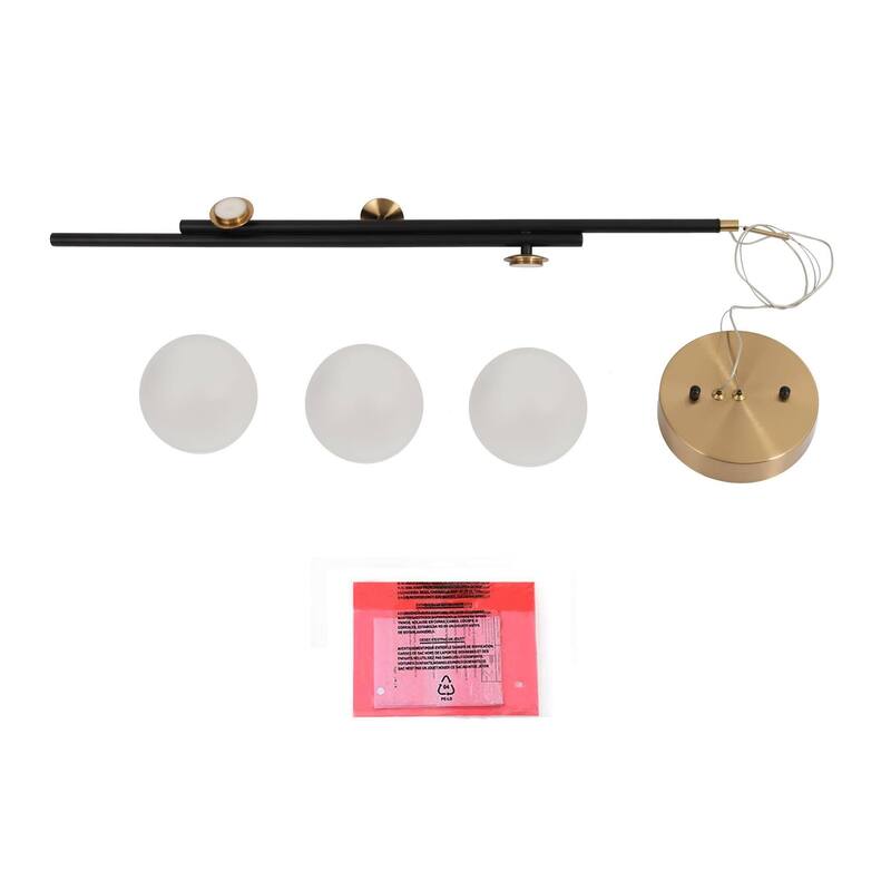 Modern Linear Glam LED Chandelier with Globe Glass for Entryway - W10.5" x H34"-93"