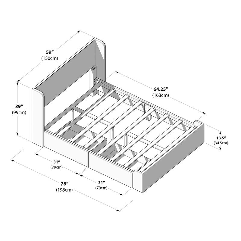 Plank and Beam Full-Size Upholstered Bed with Rectangular Headboard
