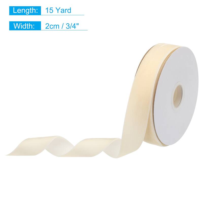 Velvet Ribbon Single Face Spool Silky for Gift Wrapping Bow Decoration - Cream - 3/4 Inch x 15 Yard