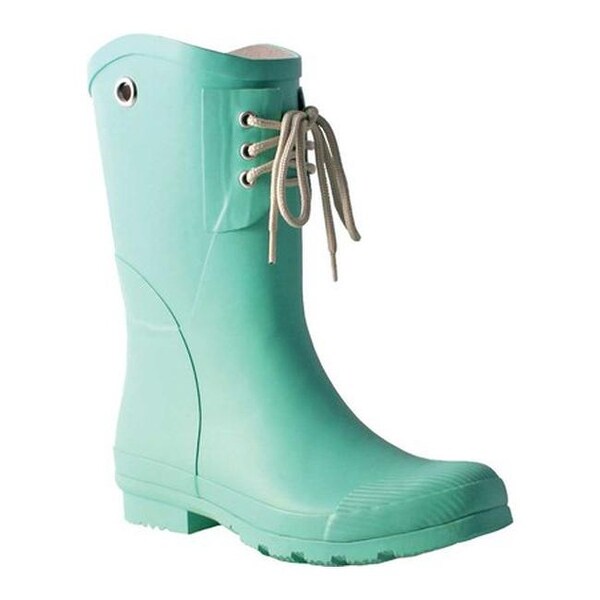 mint green rain boots