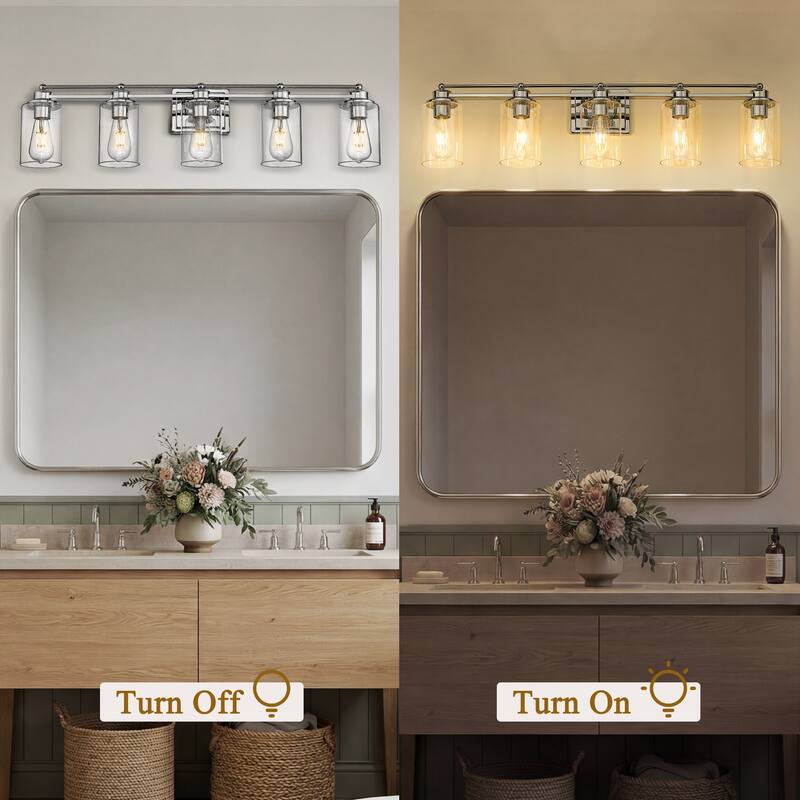 Bathroom Vanity Light,Wall Sconce Lamp Over Mirror with Clear Glass Shade