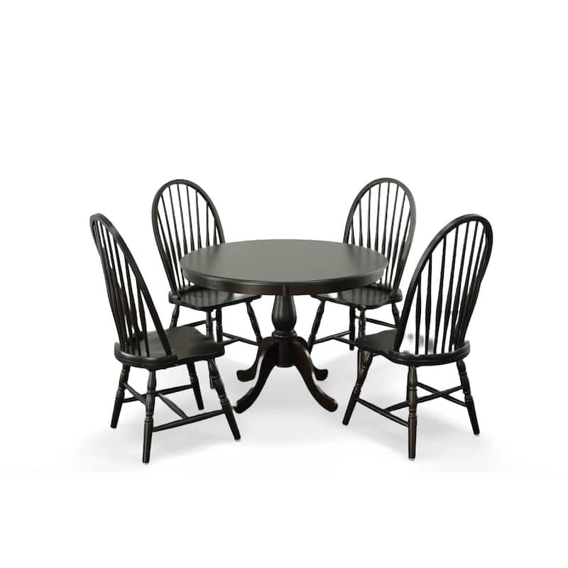 Round Solid Top Pedestal Dining Table - 42" - Espresso Brown