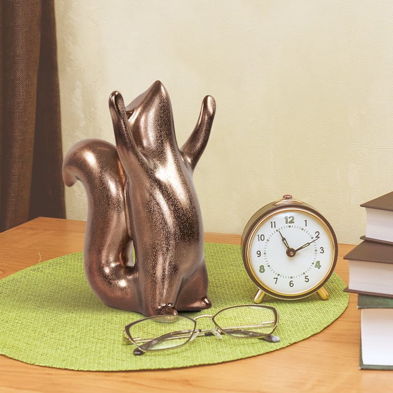 Allan Andrews Antique Brass Ceramic Chipmunk Sculpture - 7.25"H x 4.5"W