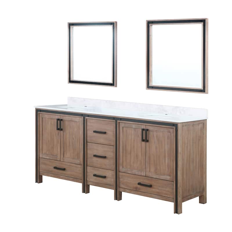 Ziva Bath Vanity, White Quartz Top and Mirrors