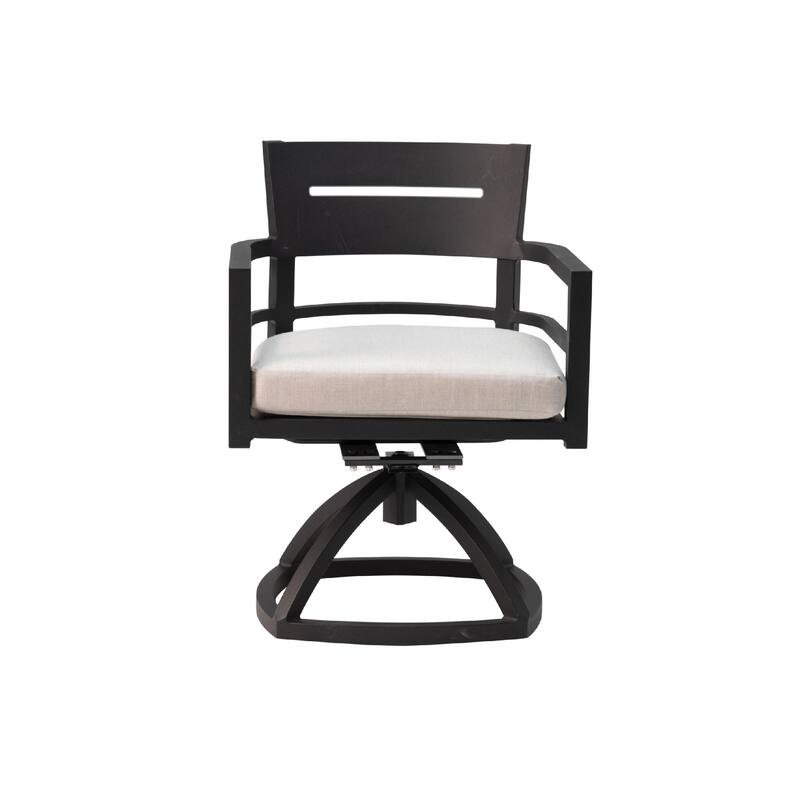 Outdoor Black Swivel Aluminum Chairs with Cushions (Set of 2)
