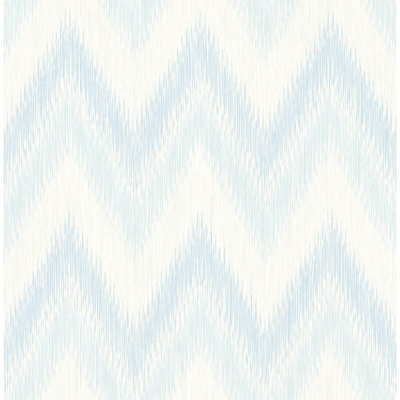 Seabrook Designs Lillian August Regent Flamestitch Stringcloth Unpasted Wallpaper - 20.5 in. W x 33 ft. L - Blue Frost and Eggshell