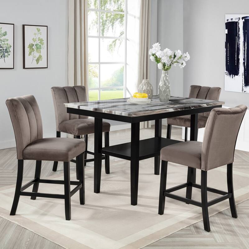 Best Master Furniture Hestor Charcoal Lava Rectangular Counter Height Table