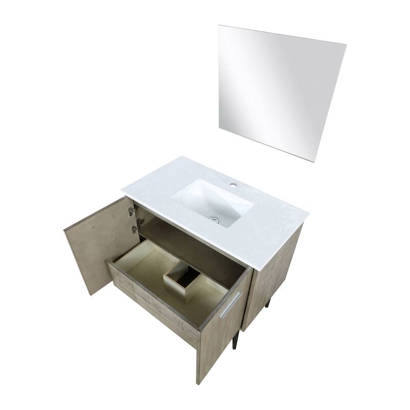 Lancy Rustic Acacia Bath Vanity, Cultured Marble Top and Mirror