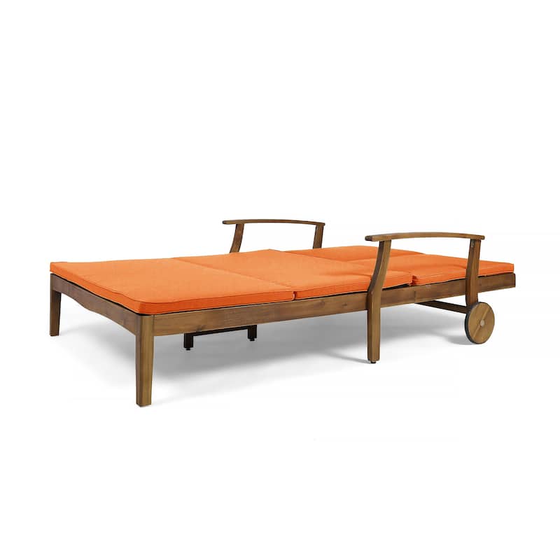 Perla Outdoor Acacia Wood Double Chaise Lounge by Christopher Knight Home